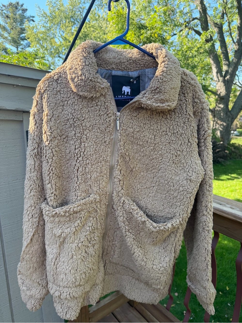 American Stitch Women's Tan Teddy Sherpa Zip Jacket